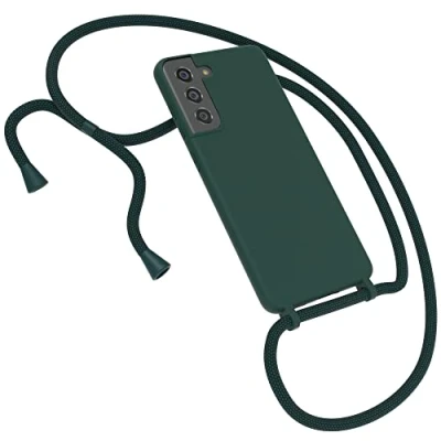 Abbildung von EAZY CASE Premium Silikon Handykette kompatibel mit Samsung Galaxy S21 FE 5G Handyhülle Umhängeband, Handykordel Schutzhülle, Silikonhülle, Hülle Band, Kette für Smartphone, Nacht Grün