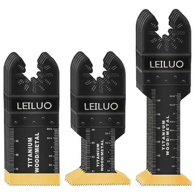 Abbildung von Titan Multitool Sägeblätter LEILUO 15 Stück oszillierende Werkzeugklingen für Nägel Holz verpackt in einer Aufbewahrungstasche Kompatibel mit Dewalt Makita Dremel und mehr