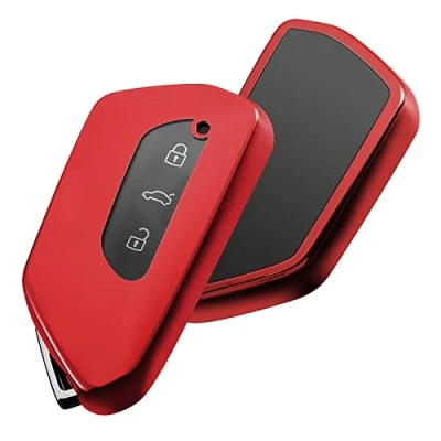 Abbildung von OATSBASF Autoschlüssel Hülle für VW, Schlüssel Kompatibel Golf 8 Seat Leon MK 4 Tarraco Ateca Skoda Octavia TPU Silicone Schlüsselhülle (Rot)
