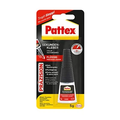 Abbildung von Pattex Sekundenkleber Präzision, Superkleber für punktgenaues Kleben ohne Nachtropfen, schnelltrocknender, spülmaschinenfester Flüssigkleber, 1x 5 g Flasche