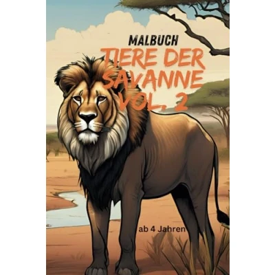 Abbildung von Malbuch Tiere der Savanne Vol. 2 ab 4 Jahren: 2. Auflage jetzt auch für Fasermaler und Fineliner geeignet.