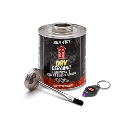 Abbildung von Errecom 1000 Miglia BKR 4101 DRY Fahrradkette KERAMIK Schmiermittel für trockene und staubige Straßenbedingungen 900ml, fluoreszierende duftende Formel, All In One Dose mit Pinsel enthalten
