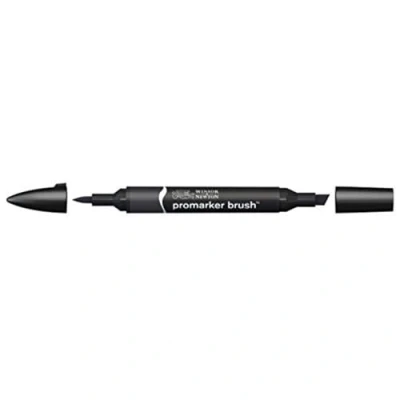Abbildung von Winsor &amp; Newton 0204030 BrushMarker (Für Zeichnungen, Kalligraphie, Design und Layouts, streifenfreies Zeichnen mit Keil Pinselspitze) schwarz