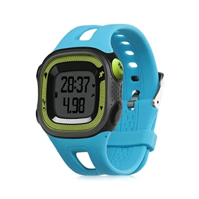 Abbildung von kwmobile Ersatzarmband kompatibel mit Garmin Forerunner 10/15 (L Size model) Armband Fitnesstracker Band aus Silikon in Blau matt