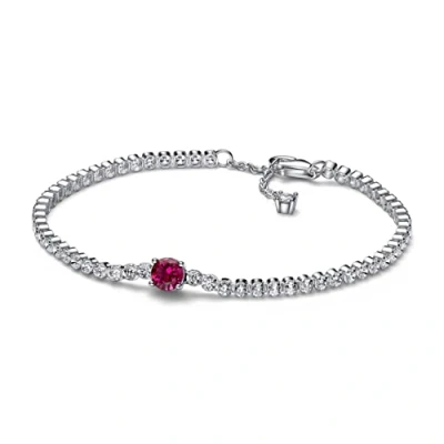 Abbildung von PANDORA Timeless Funkelndes Rundes Pavé Tennisarmband in Sterling Silber mit Rotem Cubic Zirkonia, Gr. 20, 592403C01 20