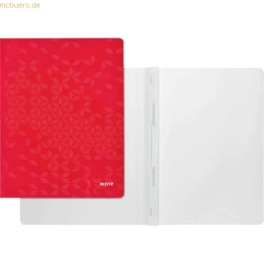 Abbildung von Leitz WOW A4 Aktenordner, laminierter Karteikasten, Flachhefter mit 250 Blatt Kapazität, rot, 30010026