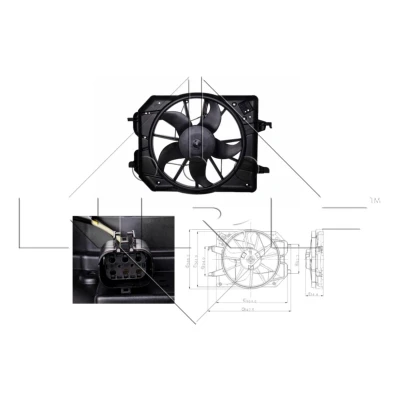 Abbildung von NRF 47021 Lüfter 375 12 280 mit Kühlerlüfterrahmen (Zarge) FORD: Focus Mk1 Schrägheck, Kombi