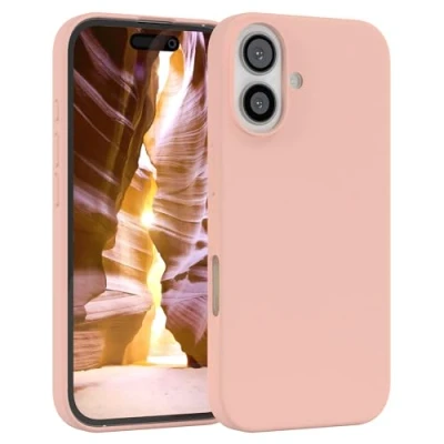 Abbildung von EAZY CASE Premium Silikon Handyhülle kompatibel mit iPhone 16 Slimcover Kameraschutz und Innenfutter, Silikonhülle, Schutzhülle, Bumper, Handy Case, Hülle, Softcase, Rosa