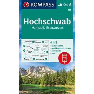 Abbildung von KOMPASS Wanderkarte 212 Hochschwab, Mariazell, Eisenwurzen 1:50.000: 4in1 Wanderkarte, mit Aktiv Guide und Detailkarten inklusive Karte zur offline ... in der App. Fahrradfahren. Skitouren.