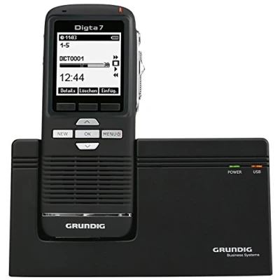 Abbildung von Grundig Digta 7 digitales Diktiergerät im Premium Set , Handgerät mit Dockingstation, Diktiersoftware und Zubehör