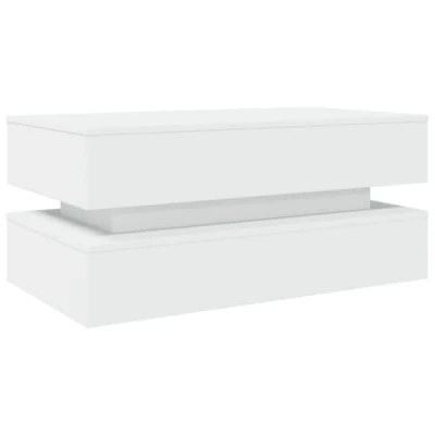 Abbildung von vidaXL Couchtisch mit LED Leuchten, Beistelltisch Vielseitigem Design, Teetisch für Wohnzimmer Büro, Sofatisch, Modern, Weiß Holzwerkstoff