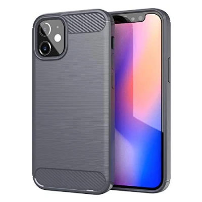 Abbildung von Cadorabo Hülle kompatibel mit Apple iPhone 12 Mini Schutzhülle TPU Silikon Case Karbon Optik Slim Kratzfest Weiche Gummi Rundumschutz für in Grau