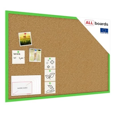 Abbildung von ALLboards Pinnwand mit grüner Holz Rahmen 90x60cm Korktafel Korkwand Kork