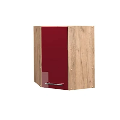 Abbildung von Vicco Eckhängeschrank Fame Line, Bordeaux Hochglanz/Goldkraft Eiche, 57 cm