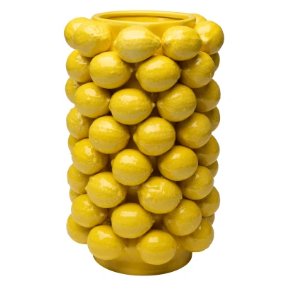 Abbildung von Kare Design Vase Lemon Juice, Gelb, Deko Vase, Blumenvase, Zitronen Motiv, Porzellan, handgearbeitet, Unikat, 43 cm (H)