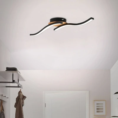 Abbildung von Briloner Leuchten LED Deckenleuchte 3449 014, 0, fest verbaut, Warmweiß, Deckenlampe Holz Basis 12W 960lm 3000K IP20