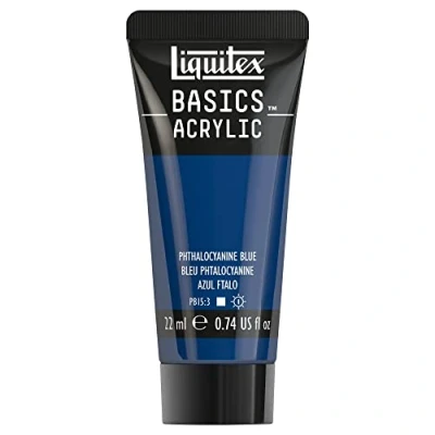 Abbildung von Liquitex 8870473​ Basics Acrylfarbe Phthalozyaninblau​, 22ml Tube, lichtecht, wasserfest, zum Malen und Dekorieren von Holz, Metall, Keramik, Kunststoff, Leinwand