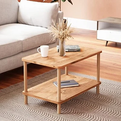 Abbildung von en.casa Couchtisch, »Jelling« Wohnzimmertisch mit Ablage 43 x 70 44 cm Holzoptik