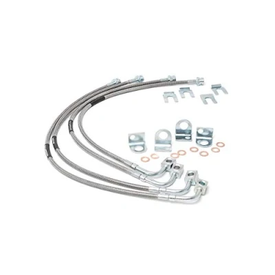 Abbildung von Rough Country Edelstahl Bremsleitungen für 2007 2018 Jeep Wrangler JK 89716, vorne &amp; hinten, rostfrei