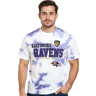 Abbildung von Recovered Baltimore Ravens NFL Tie Dye Relaxed Oversized T Shirt White Purple S