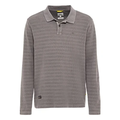 Abbildung von camel active Herren Langarm Poloshirt aus Baumwolle Grau menswear S