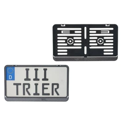 Abbildung von 1x Kennzeichenhalter 240 x 130 mm (Mit Carbon Look Silikon Streifen) für Kennzeichen im Format Passt Roller Moped Traktor Anhänger Motorrad Hänger