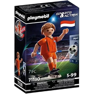 Abbildung von PLAYMOBIL Sports &amp; Action 71130 Fußballspieler Niederlande, mit Kickfunktion und Torwand, ab 5 Jahren