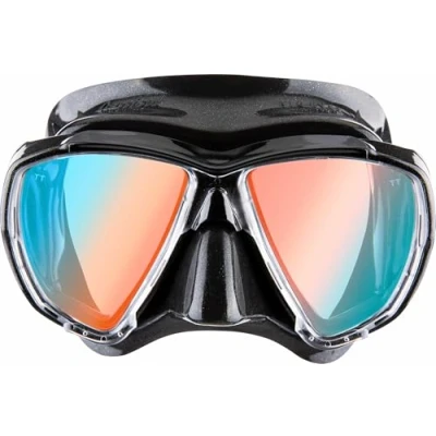 Abbildung von CRESSI Big Eyes Mask Black/380 UV Blue Orange Lens Hochwertige Unisex Tauch und Schnorchelmaske, Schwarz/380 Blau Linse, Einheitsgröße