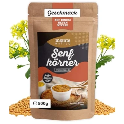 Abbildung von Senfkörner gelb Monte Nativo (500g) Gelbe Weiße Senfsamen Senfsaat Schonend getrocknete und aromatische Gewürze ideal zum Kochen Würzen Intesives Aroma Geschmack