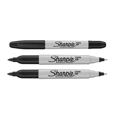 Abbildung von Sharpie Permanentmarker, Doppelspitze, schwarze Tinte, 3 Stück, feine und ultrafeine Spitze