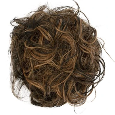 Abbildung von CAISHA 100% ECHTHAAR Haargummi Haarteil Haarverdichtung Zopf Haarband Haarschmuck Schwarz Hellbraun Mix H312h
