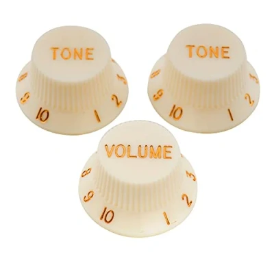 Abbildung von Musiclily Pro Imperial Zoll Strat Knobs Gitarre Knöpfe Potiknöpfe 1 Volume 2 Tone Control Set für USA Fender Stratocaster E Gitarre, Pergament