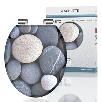 Abbildung von Schütte WC Sitz &quot;GREY STONES&quot;, mit Absenkautomatik und Holzkern, MDF