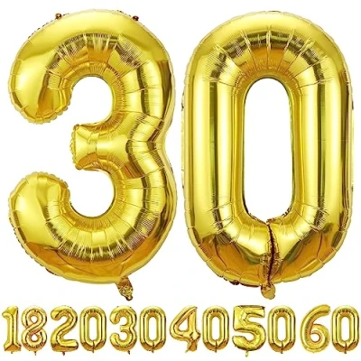 Abbildung von 30 Geburtstag Deko zahlen luftballon jahre Folienballon Gold für 30. Geburtstagsdeko Männer Frauen Ballon Zahl zum fliegt mit Helium 30.Geburtstagsparty 40&quot; 101cm