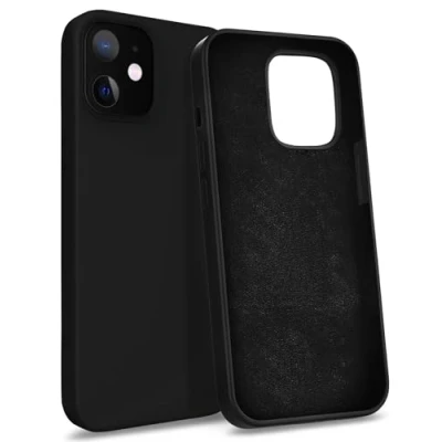 Abbildung von MyGadget Hülle kompatibel mit iPhone 12 Mini Gummierte Handyhülle [ 3 Layer Struktur ] Schutzhülle Soft Inlay &amp; Hardcase Cover außen Schwarz