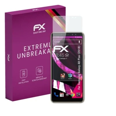 Abbildung von atFoliX Glasfolie kompatibel mit Samsung Galaxy A8 Plus (2018) Panzerfolie, 9H Hybrid Glass FX Schutzpanzer Folie