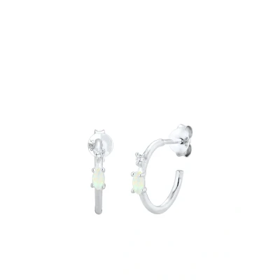 Abbildung von Elli Hoops Minimal Ohrringe silvercoloured, Damen, Größe: One Size, Silver coloured