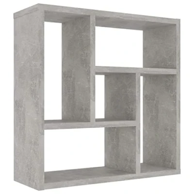 Abbildung von vidaXL Wandregal mit 5 Fächern Hängeregal Wandboard Bücherregal CD DVD Regal Dekoregal Schweberegal Betongrau 45,1x16x45,1cm Holzwerkstoff