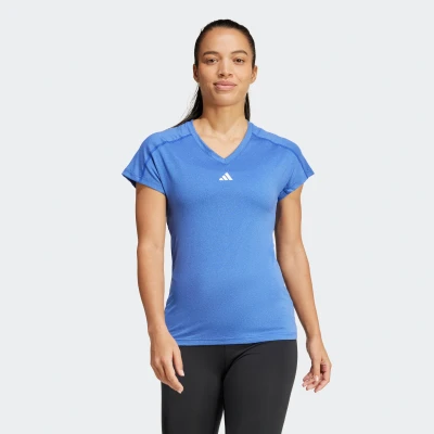 Abbildung von adidas Performance Aeroready Train Essentials Minimal Branding V NECK Sport Tshirt, Damen, Größe: Large, Semi lucid blue