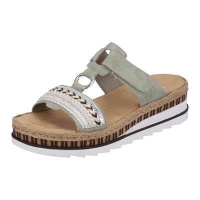 Abbildung von Rieker Pantolette flach, Damen, Größe: 40, Grün Schuhe