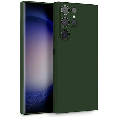 Abbildung von MyGadget Hülle für Samsung Galaxy S23 Ultra Zweilagige Handyhülle mit Kameraschutz Cover Innenfutter &amp; Silikon außen Olive Grün
