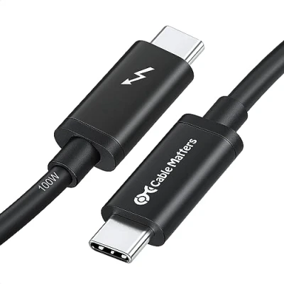 Abbildung von Cable Matters [Intel Zertifiziertes] Thunderbolt 3 Kabel 2m (USB C Kabel) mit 100W Aufladen und 20Gbps in Schwarz 2 Meter