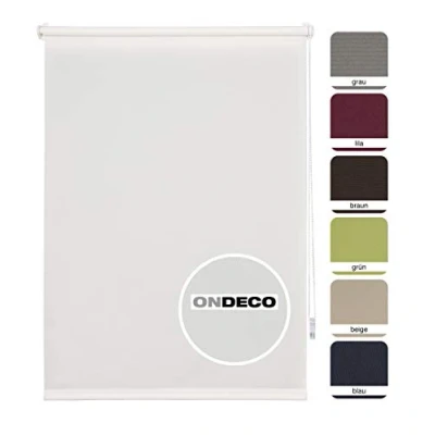 Abbildung von ondeco Tageslichtrollo ohne Bohren, Klemmfix Sichtschutzrollo Seitenzugrollo Klemmrollo, lichtdurchlässig und Blickdicht Weiß 60x160 cm
