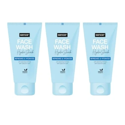 Abbildung von Sence Hydro Shock Gesichtswaschgel, Beauty Face Wash Care, Vegan Kosmetik mit Rizinusöl, Glycerin und Panthenol, tägliche Gesichtspflege für Männer Frauen 3er Pack (3 x 150ml)
