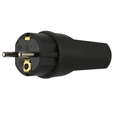 Abbildung von REV Schutzkontaktstecker, Stecker für aussen, IP44, 230VAC, 50Hz, 16A, schwarz, 4,4 x 11,4cm
