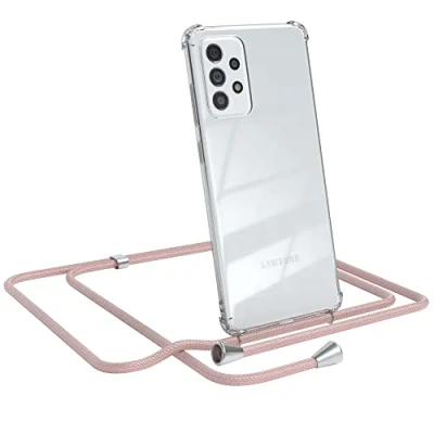Abbildung von EAZY CASE Handykette kompatibel mit Samsung Galaxy A72 / 5G Handyhülle Umhängeband, Handykordel Schutzhülle, Silikonhülle, Hülle Band, Stylische Kette für Smartphone, Rosé Gold
