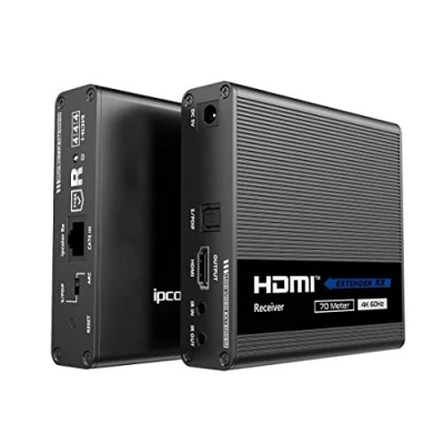 Abbildung von PremiumCord 4K HDMI Extender auf 70 m über Patchkabel Cat6 / Cat6A Cat7, IR Sender und Empfänger, 2.0, ARC, Videoauflösung Ultra HD @ 60Hz
