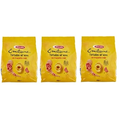 Abbildung von 12x Emiliane Barilla Pasta all&#039;Uovo Ripiena Tortellini con Prosciutto Crudo Gefüllte Eiernudeln mit Rohschinken Nudeln 500g Packung
