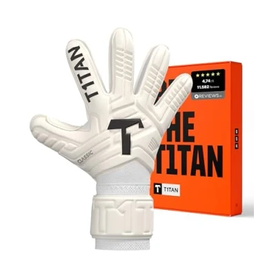 Abbildung von T1TAN Classic 1.0 White Out Junior (FP) Torwarthandschuhe Kinder mit Fingerschutz Fußballhandschuhe für Torhüter Größe 4