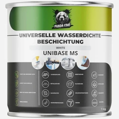 Abbildung von PandaCoat Wasserdichte Dichtmasse Flüssigkunststoff Abdichtung Weiss Dachrinne abdichten Flachdachabdichtung Beton, Metall &amp; Holz Dichtschlämme Dachabdichtung flüssig (1 kg)
